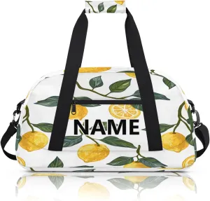 Lemon Mini Gym Bag 18 inch for Women Men Waterproof Custom Spring Summer Theme Travel Duffel Bag Carry On Overnight Tote Nurse Bag for Work Fitness Hiking