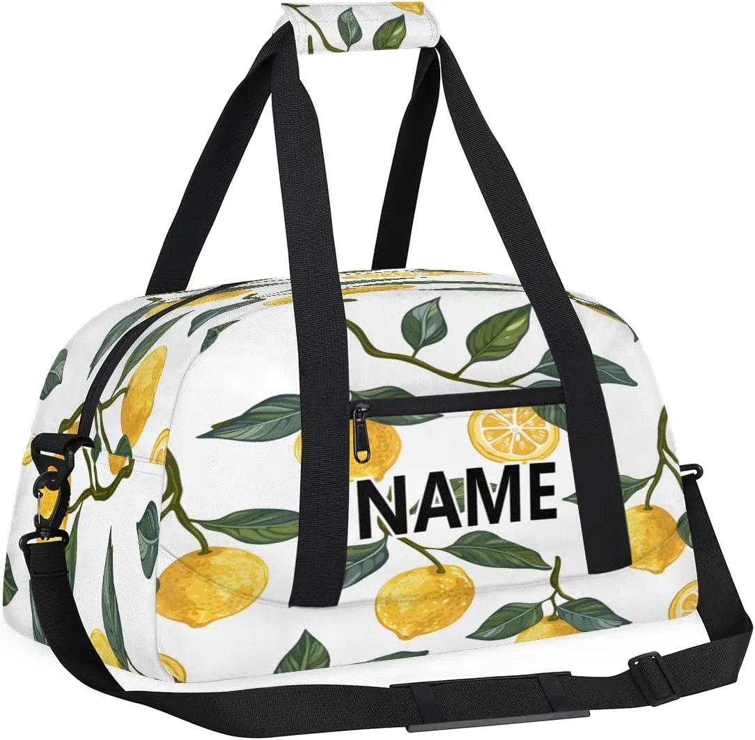 Lemon Mini Gym Bag 18 inch for Women Men Waterproof Custom Spring Summer Theme Travel Duffel Bag Carry On Overnight Tote Nurse Bag for Work Fitness Hiking
