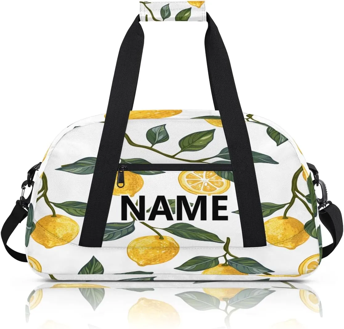 Lemon Mini Gym Bag 18 inch for Women Men Waterproof Custom Spring Summer Theme Travel Duffel Bag Carry On Overnight Tote Nurse Bag for Work Fitness Hiking