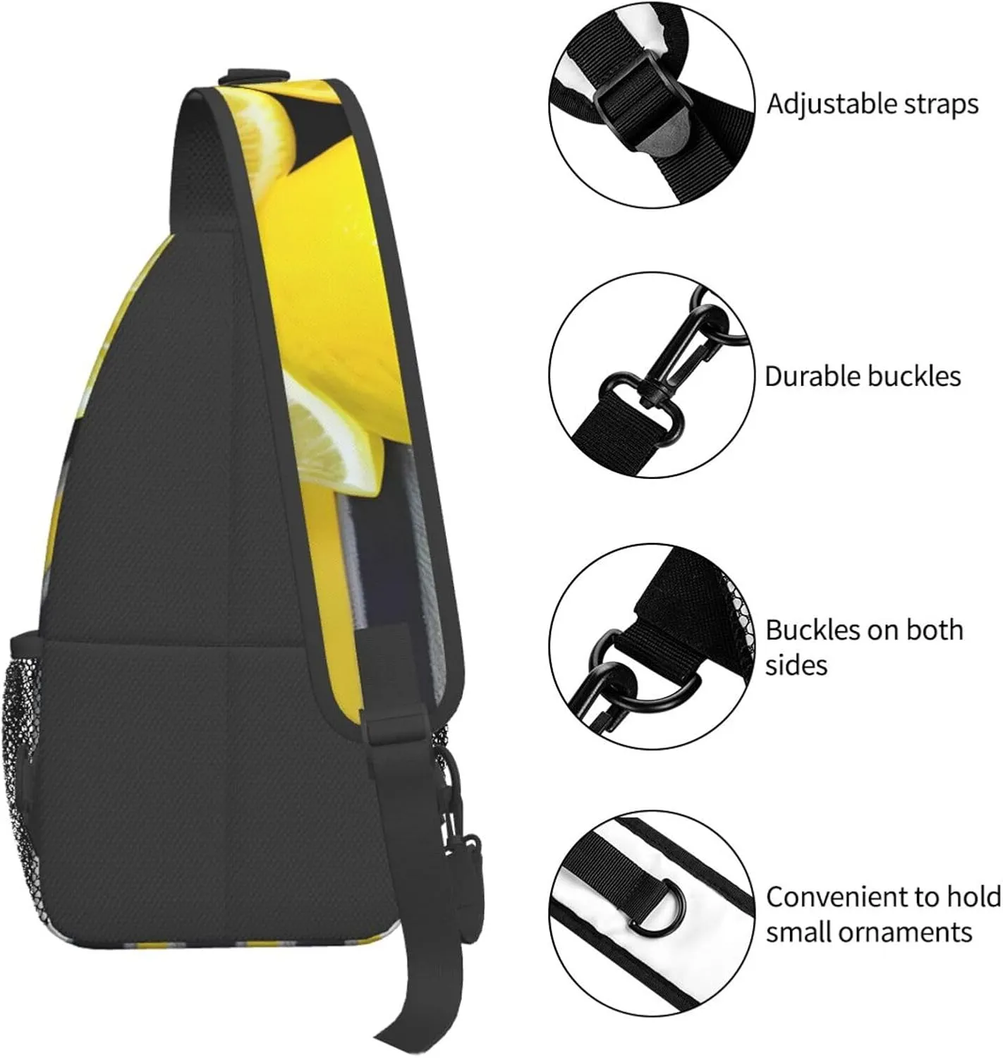 Lemon Zest Yellow Stripes High Storage Capacity Chest Bag Diagonally Sling Backpack Crossbody Shoulder Bag For Men Women