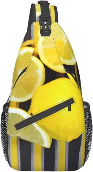 Lemon Zest Yellow Stripes High Storage Capacity Chest Bag Diagonally Sling Backpack Crossbody Shoulder Bag For Men Women
