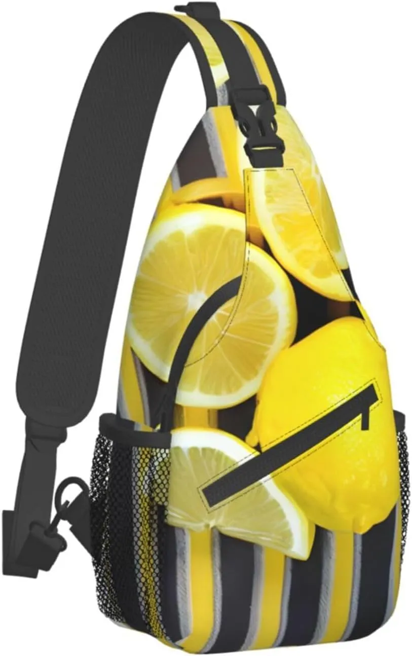 Lemon Zest Yellow Stripes High Storage Capacity Chest Bag Diagonally Sling Backpack Crossbody Shoulder Bag For Men Women