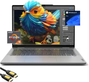 Lenovo Yoga 7 2-in-1 Laptop, 14" WUXGA Touchscreen Display, 6-Cores Ryzen 5 8640HS(Up to 4.9 GHz), 8GB RAM, 512GB NVMe SSD, FP Reader, Backlit KB, WiFi 6E, USB-C, HDMI, Webcam, SPS HDMI, Win 11 Pro