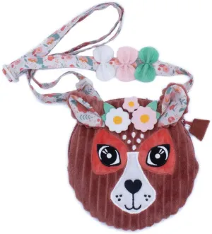 Les Déglingos Little Girl Handbag • Mélimélos la Biche | Children's Baby Pouch | Shoulder Bag Flowers | Pink | Children's Gifts | Recycled Padding