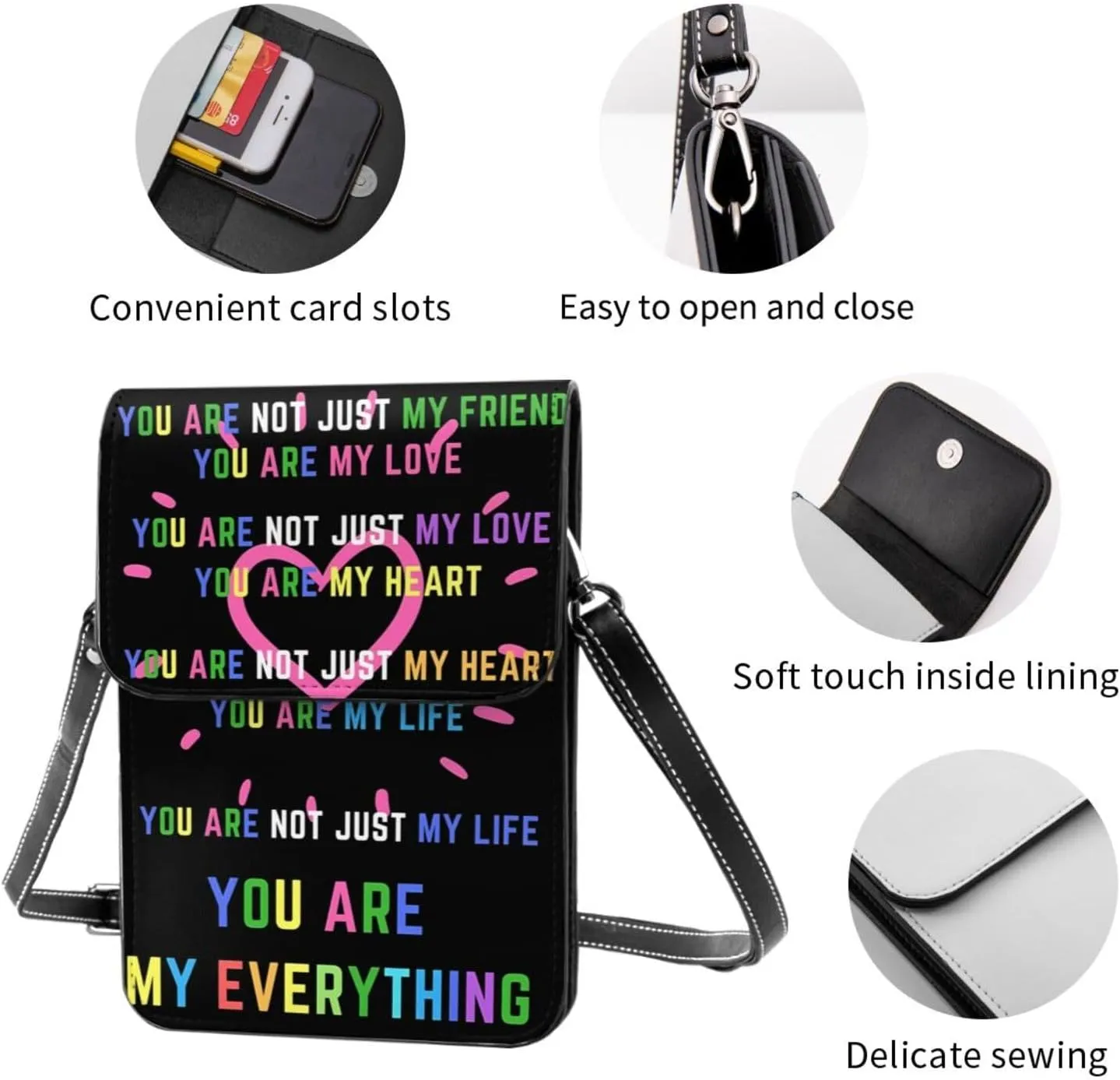 LGBT Pride Rainbow Gay Leather Crossbody Phone Purse for Women Cute Wallet Bags Lightweight Mini Sling Bag