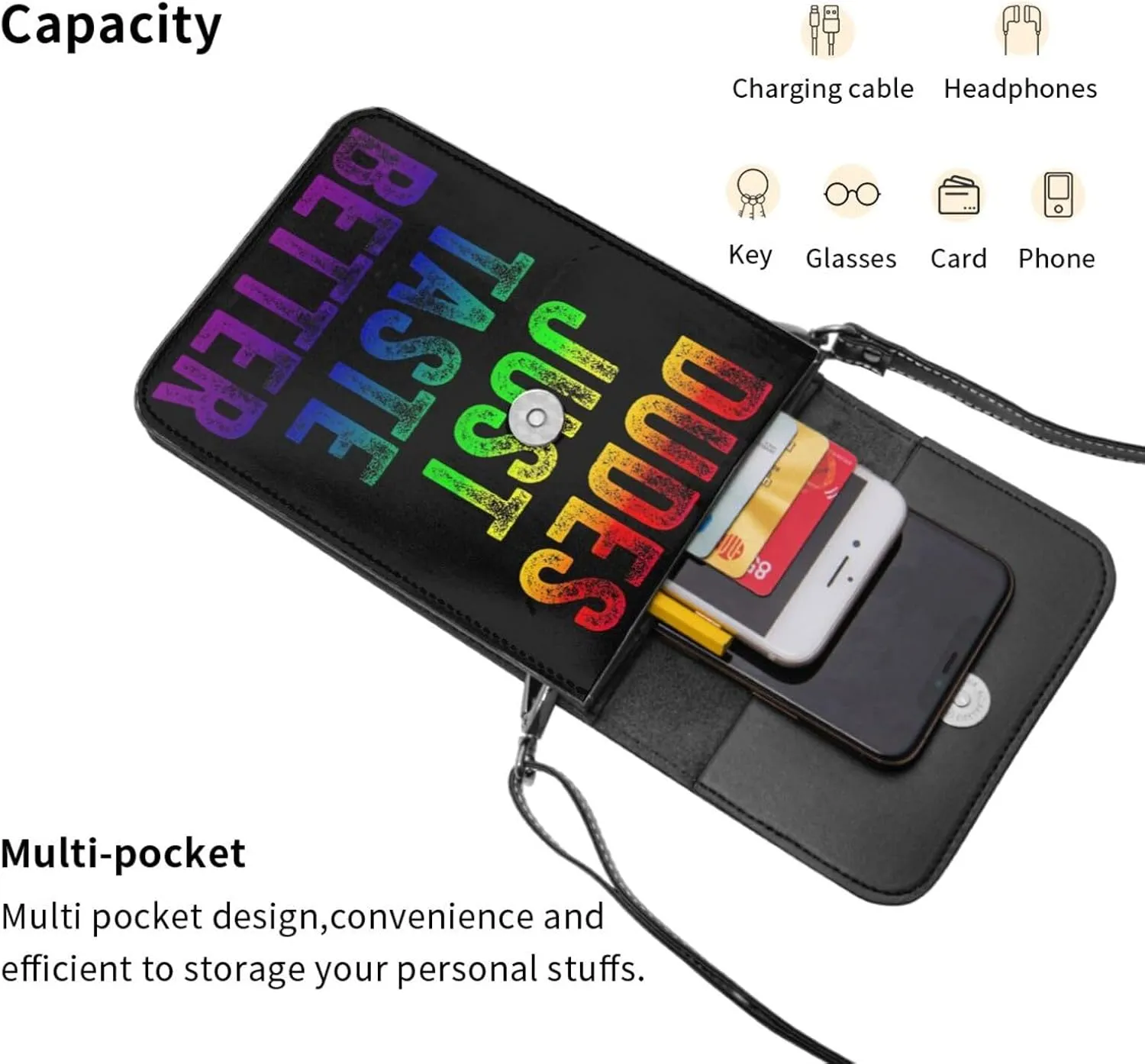 LGBT Pride Rainbow Gay Leather Crossbody Phone Purse for Women Cute Wallet Bags Lightweight Mini Sling Bag
