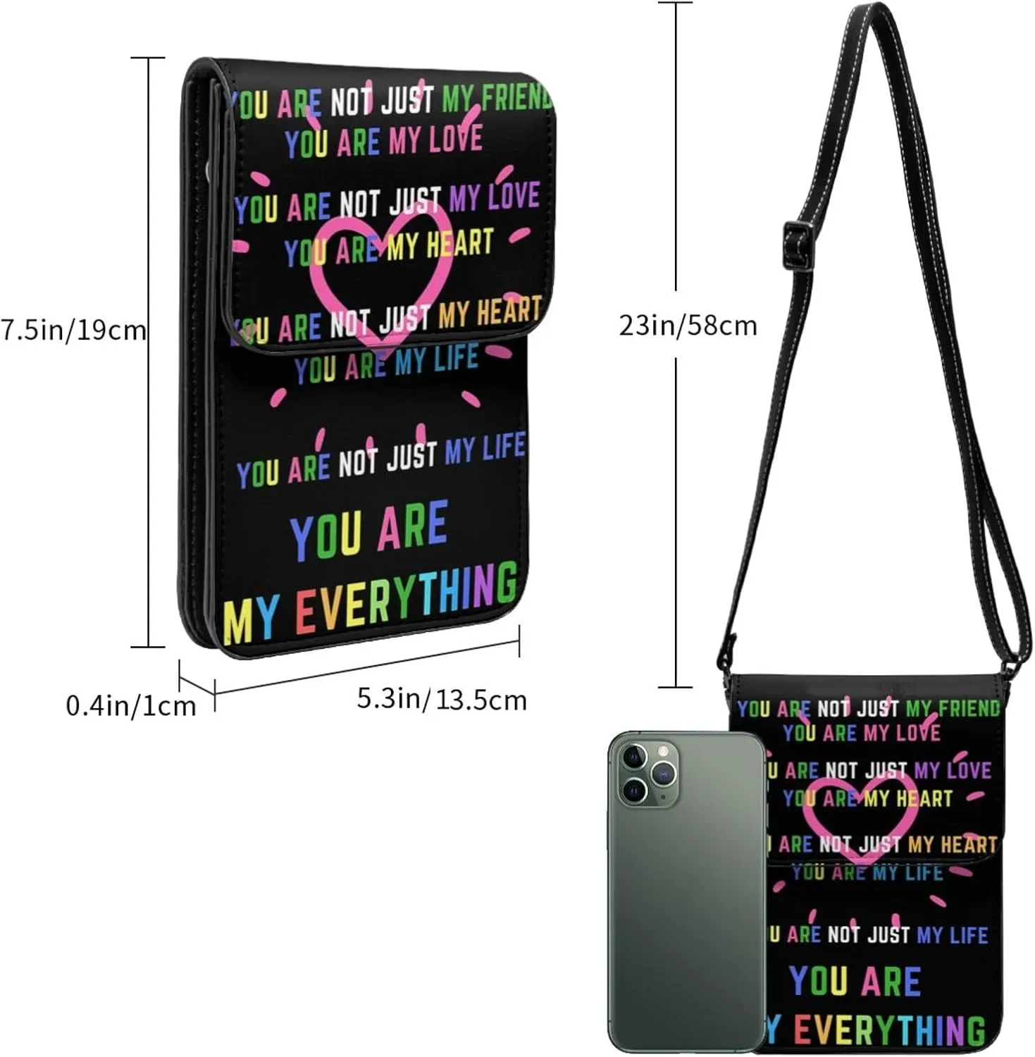 LGBT Pride Rainbow Gay Leather Crossbody Phone Purse for Women Cute Wallet Bags Lightweight Mini Sling Bag
