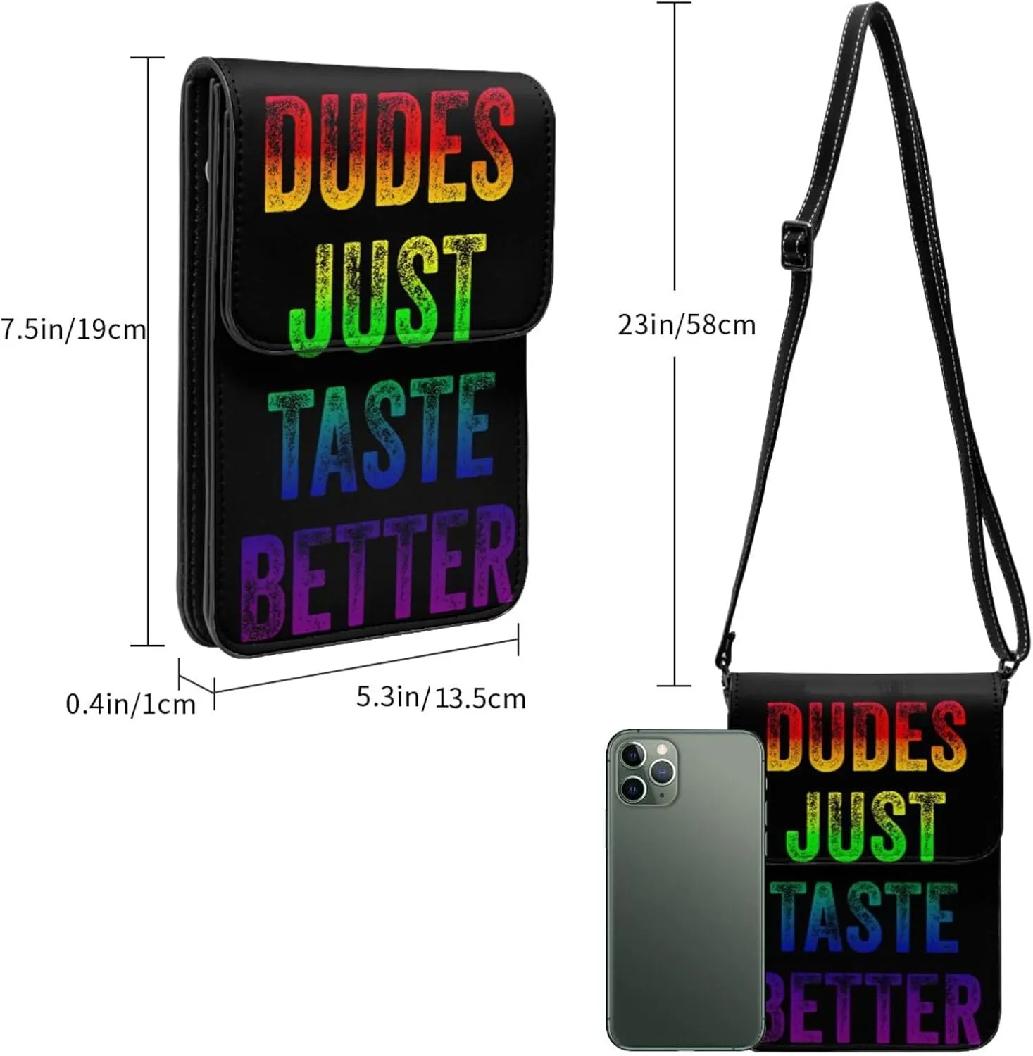 LGBT Pride Rainbow Gay Leather Crossbody Phone Purse for Women Cute Wallet Bags Lightweight Mini Sling Bag