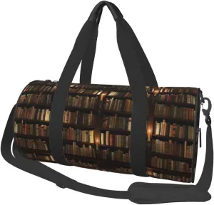 Library Bookshelf Book Sports Gym Bag Travel Duffel Bag Lightweight Weekender Overnight Bag With Adjustable Strap