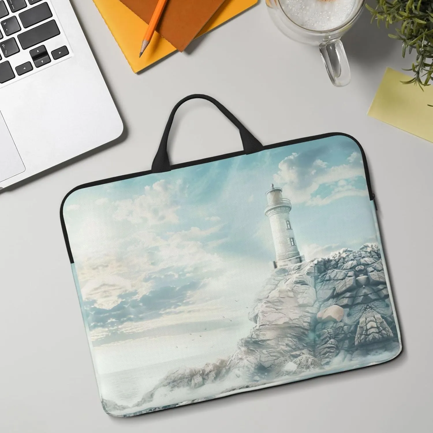 Lighthouse Backdrop Tote 14 Inch Laptop Computer Bag Business Hand Bag,Computer Protective Carrying Cover