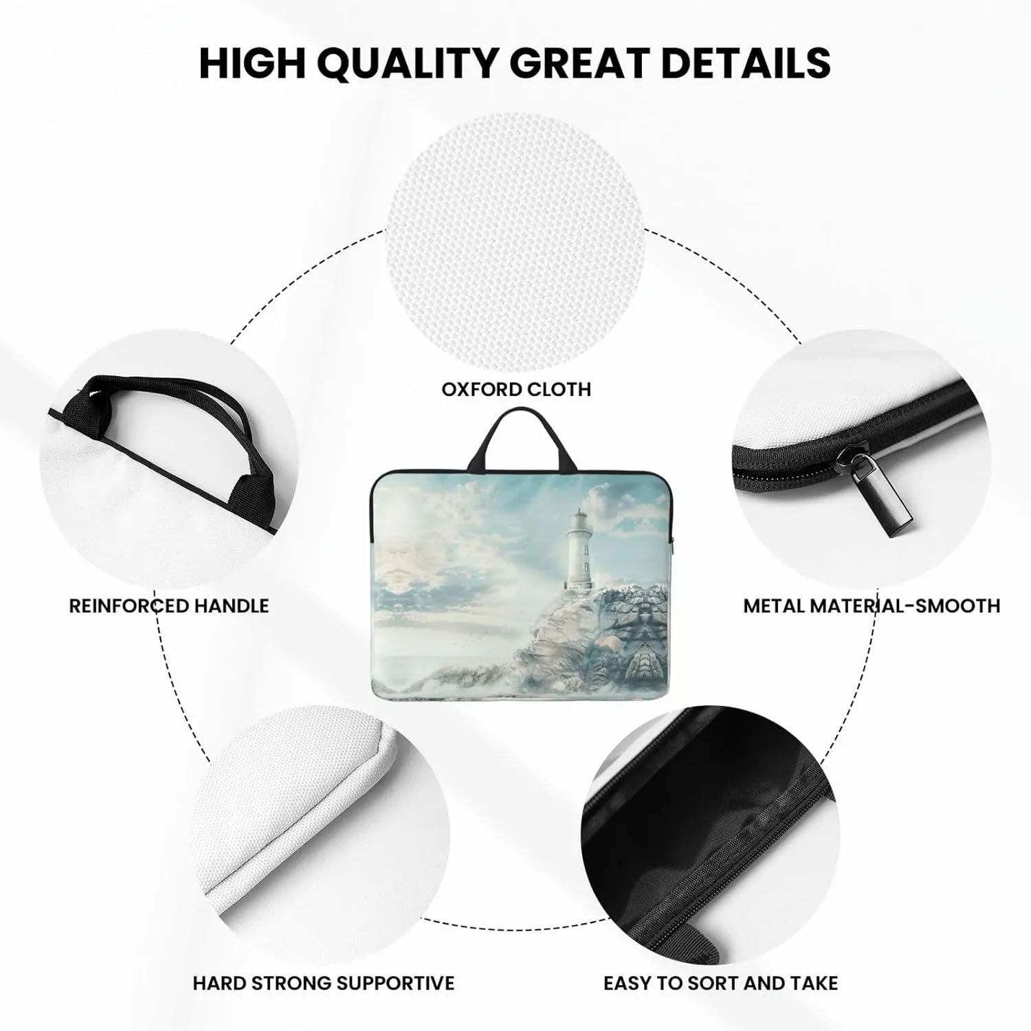 Lighthouse Backdrop Tote 14 Inch Laptop Computer Bag Business Hand Bag,Computer Protective Carrying Cover