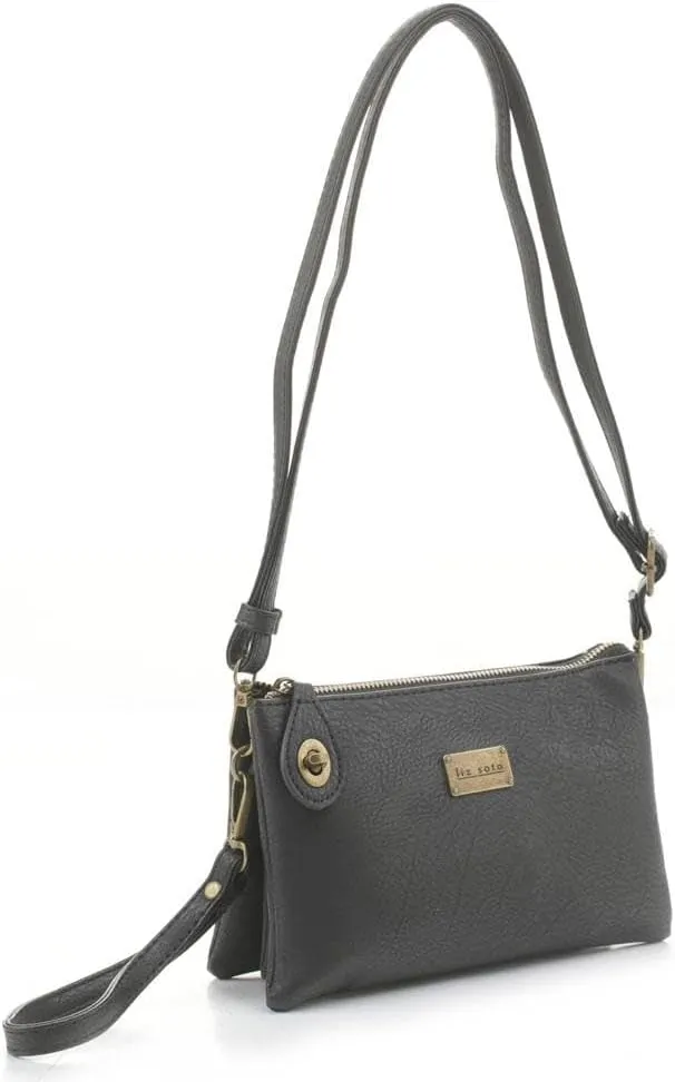 Liz Soto Ella Womens Crossbody Purse and Wristlet - PU Leather Wallet and Over the Shoulder Bags with Wrist Strap