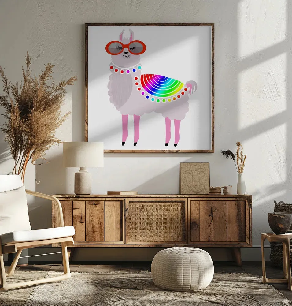 Llama with Red Sunglasses