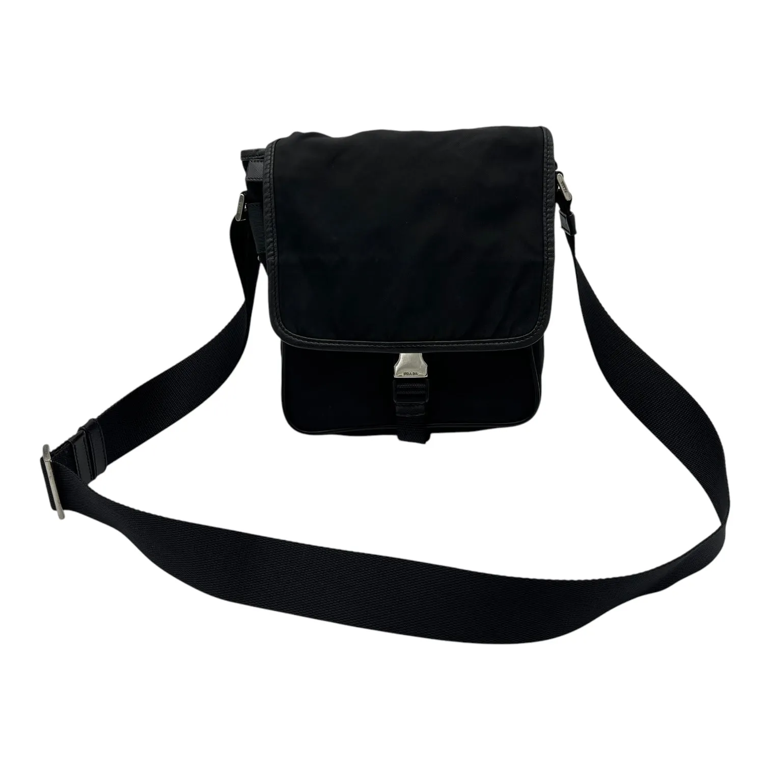 Logo Crossbody Bag Black in Nylon, Silver hardware