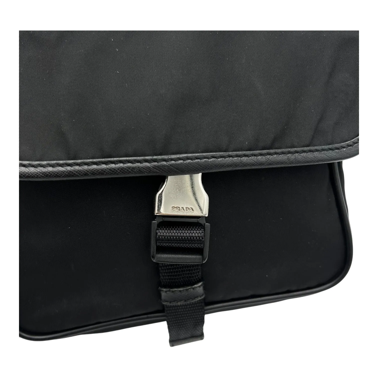 Logo Crossbody Bag Black in Nylon, Silver hardware