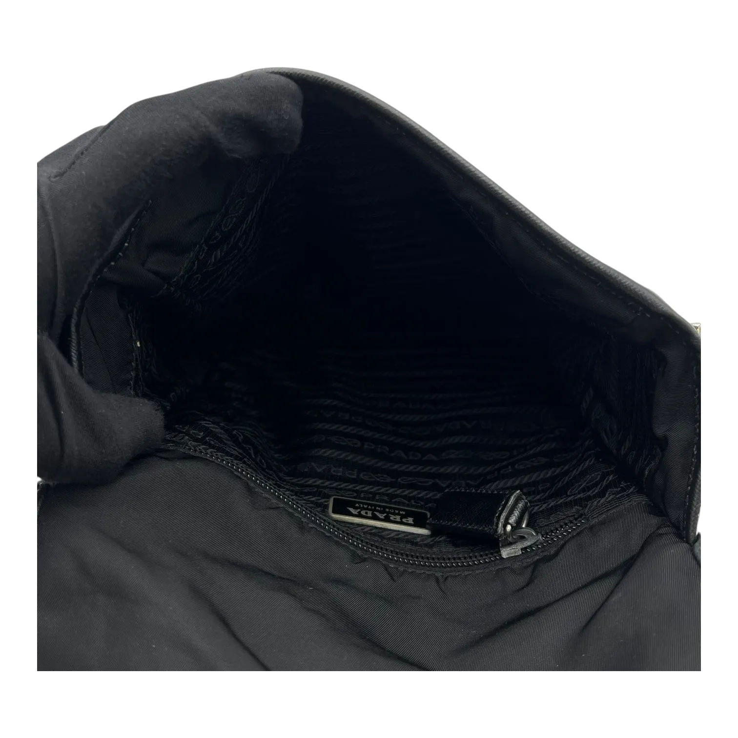 Logo Crossbody Bag Black in Nylon, Silver hardware