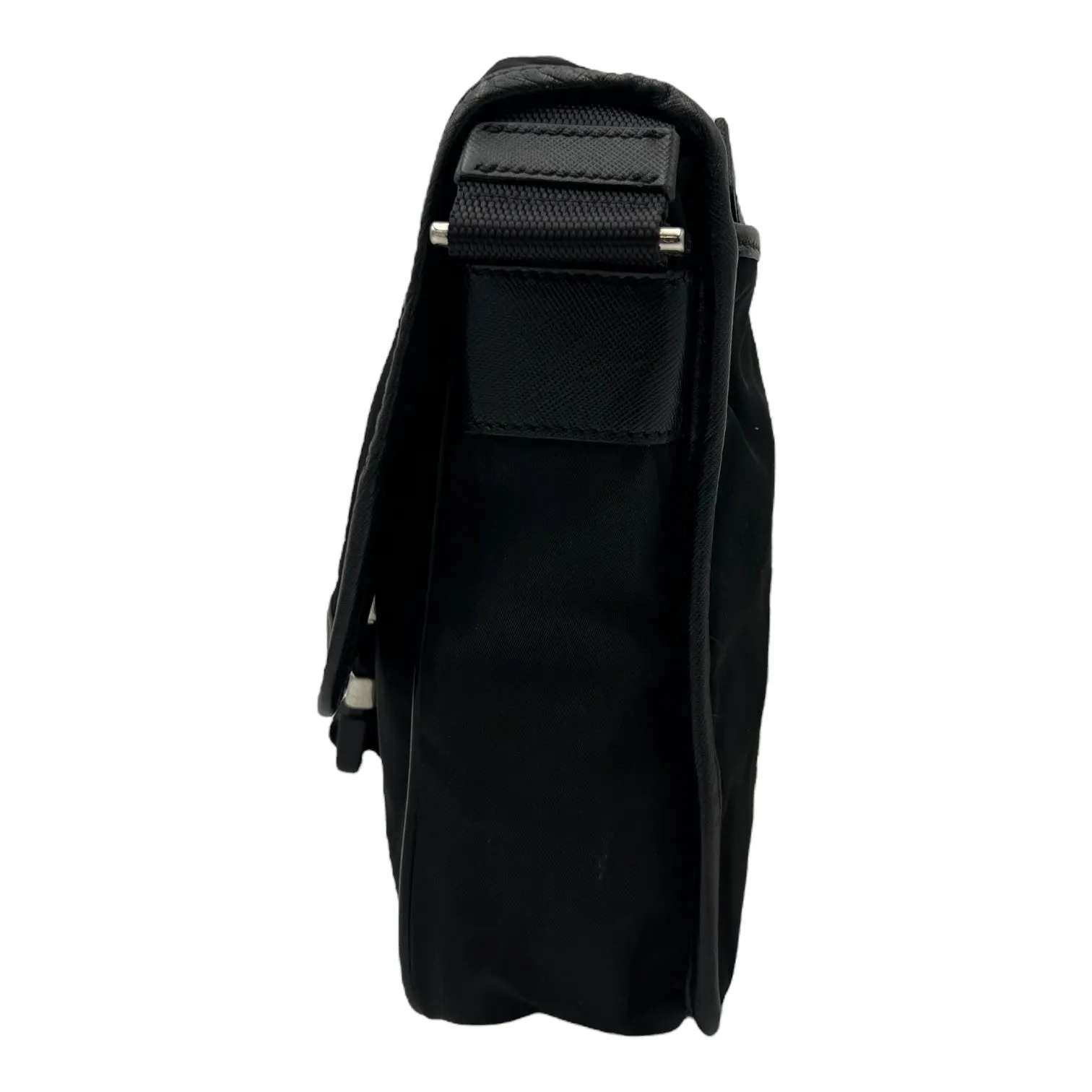 Logo Crossbody Bag Black in Nylon, Silver hardware