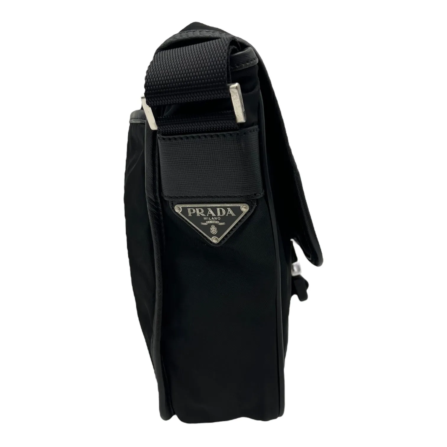 Logo Crossbody Bag Black in Nylon, Silver hardware