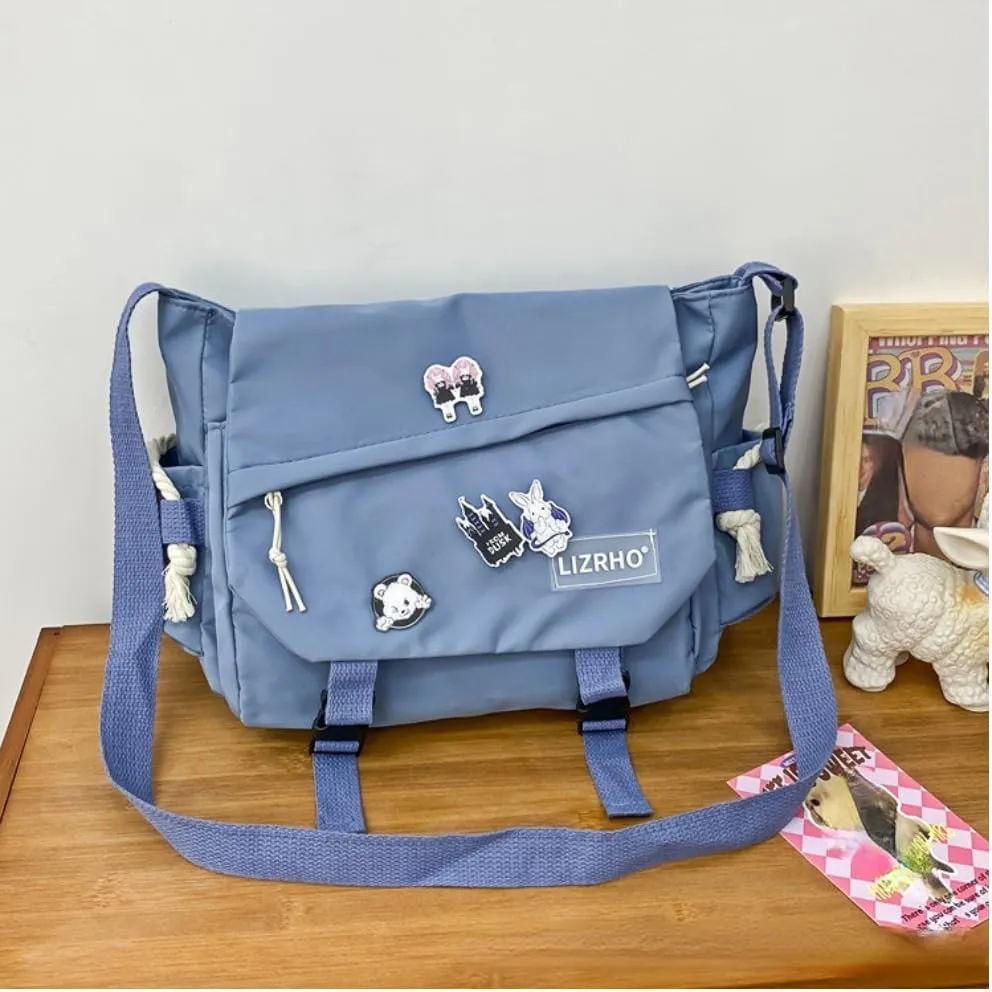 Loizziuy Y2k Crossbody Bag Backpack Kawaii Large Capacity Aesthetic Backpack Cute Casual Travel Mochilas Daypacks (1015 blue)