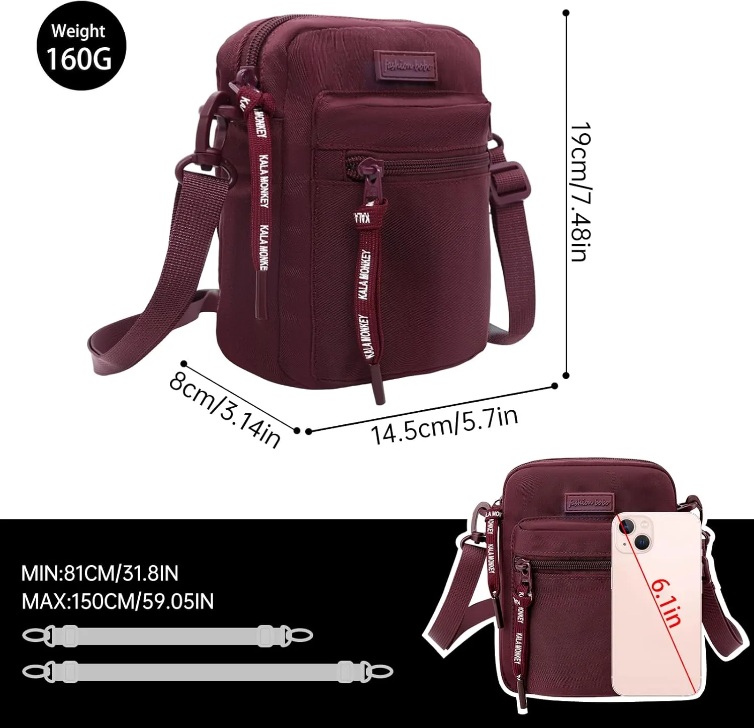 Long Keeper Crossbody Phone Bag - Women Men Travel Sling Bag Water Resistant Running Sport Cross Body Pouch Belt Waist Bag