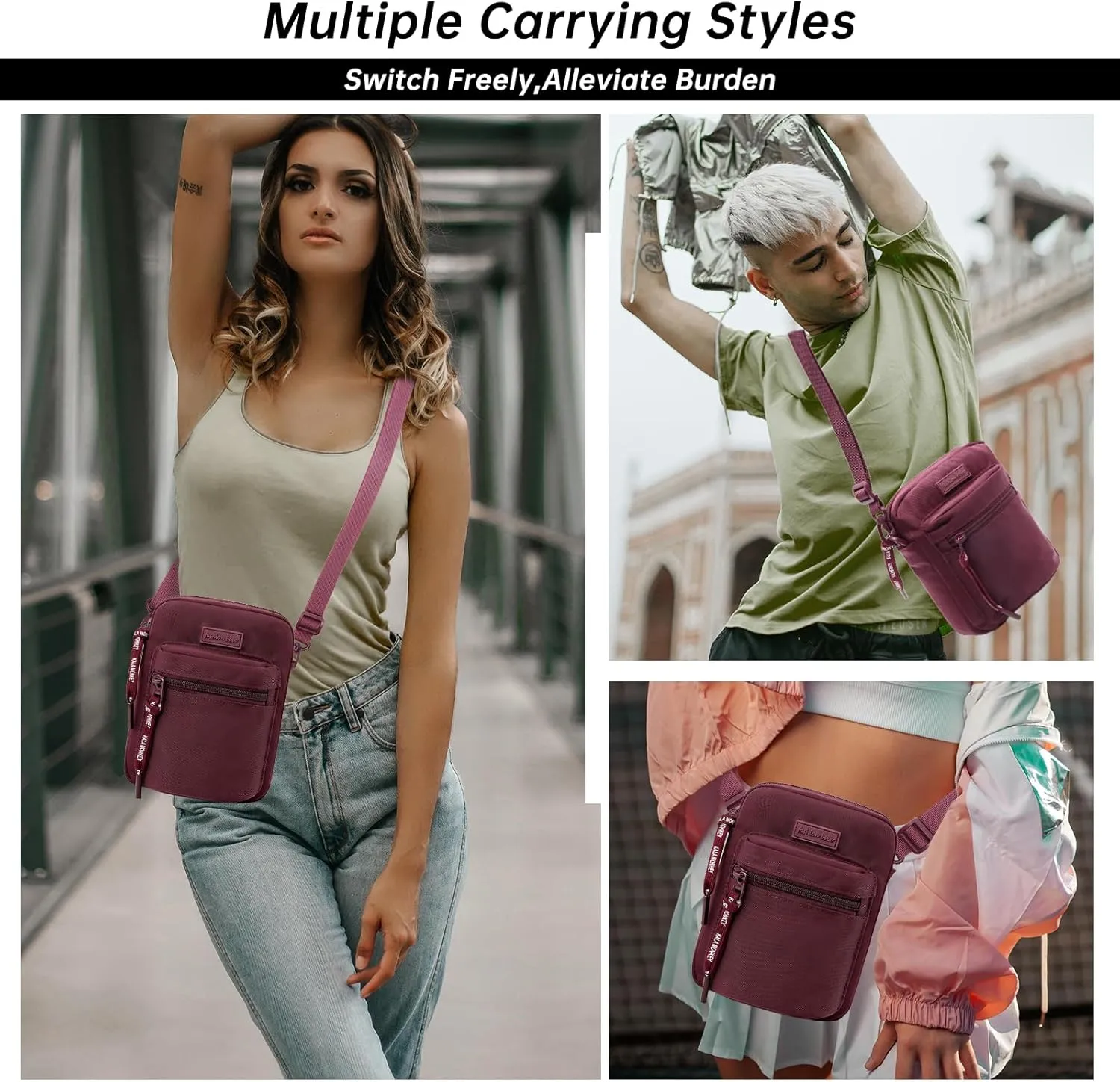 Long Keeper Crossbody Phone Bag - Women Men Travel Sling Bag Water Resistant Running Sport Cross Body Pouch Belt Waist Bag