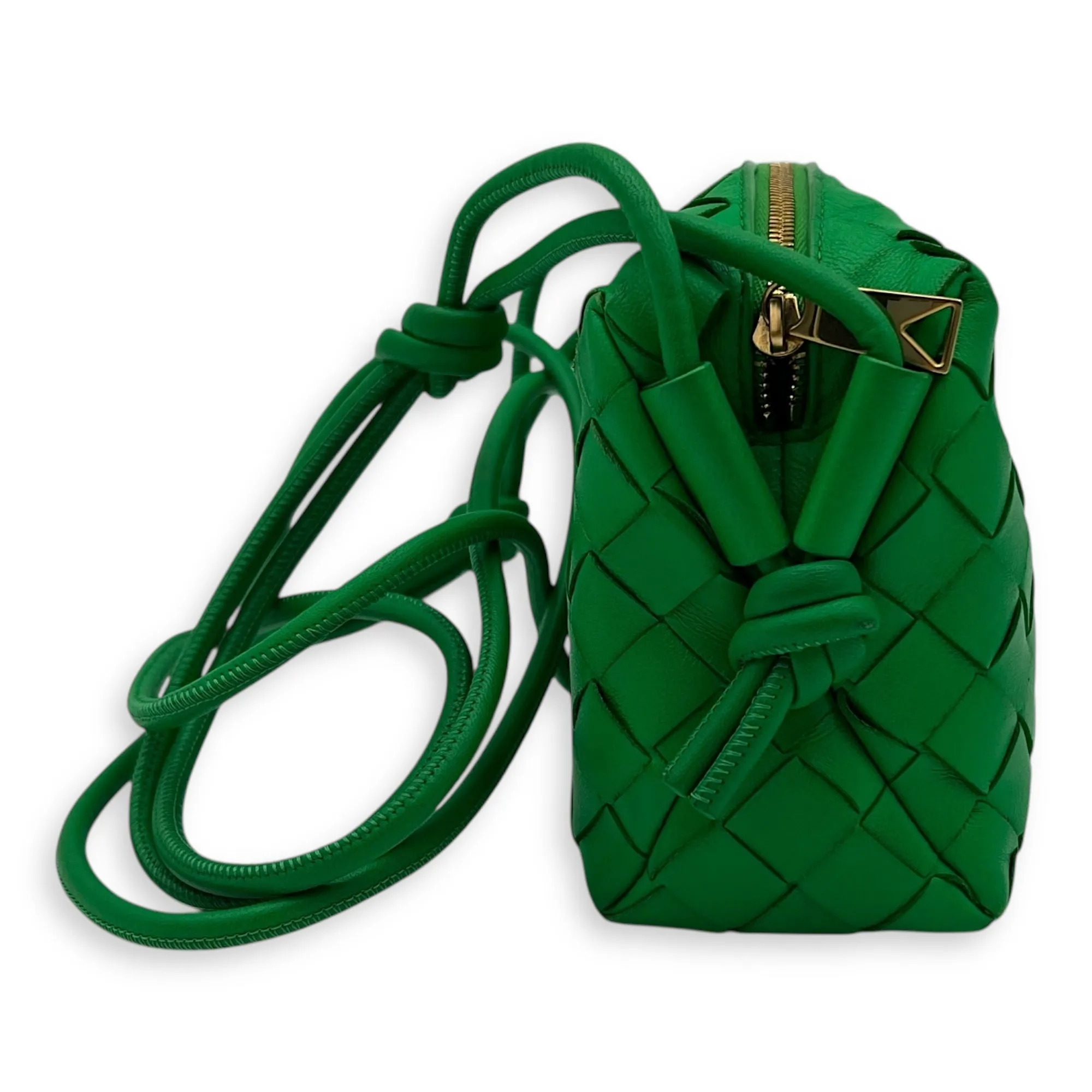 Loop Crossbody Bag Green in Calfskin, Gold hardware