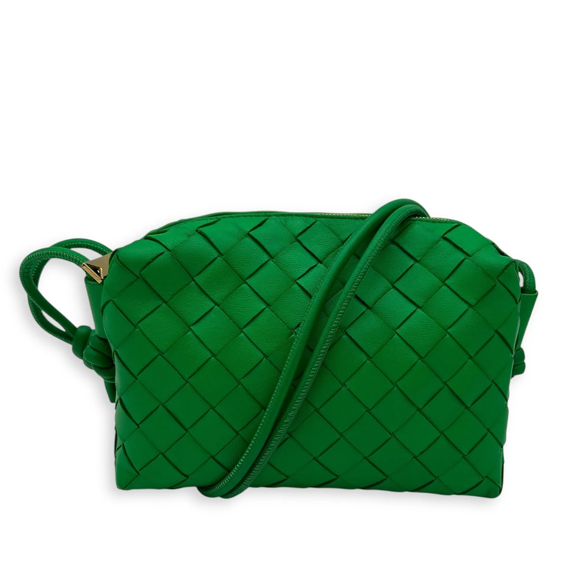 Loop Crossbody Bag Green in Calfskin, Gold hardware