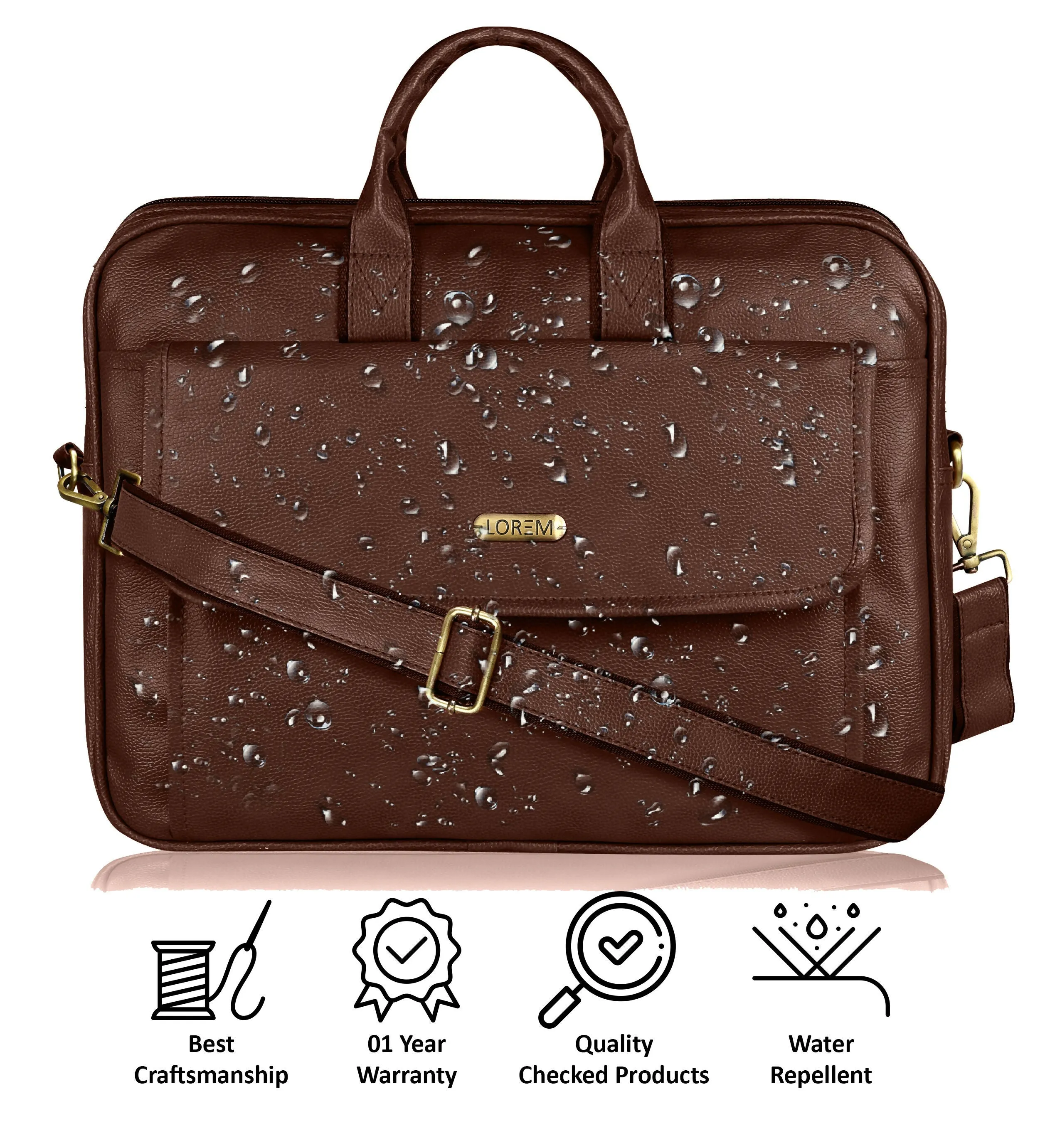 LOREM Faux Leather 9.44L Messenger Bag for Men – Fits Up to 15.6" Laptop – Ideal for Dell, HP, Lenovo, MacBook