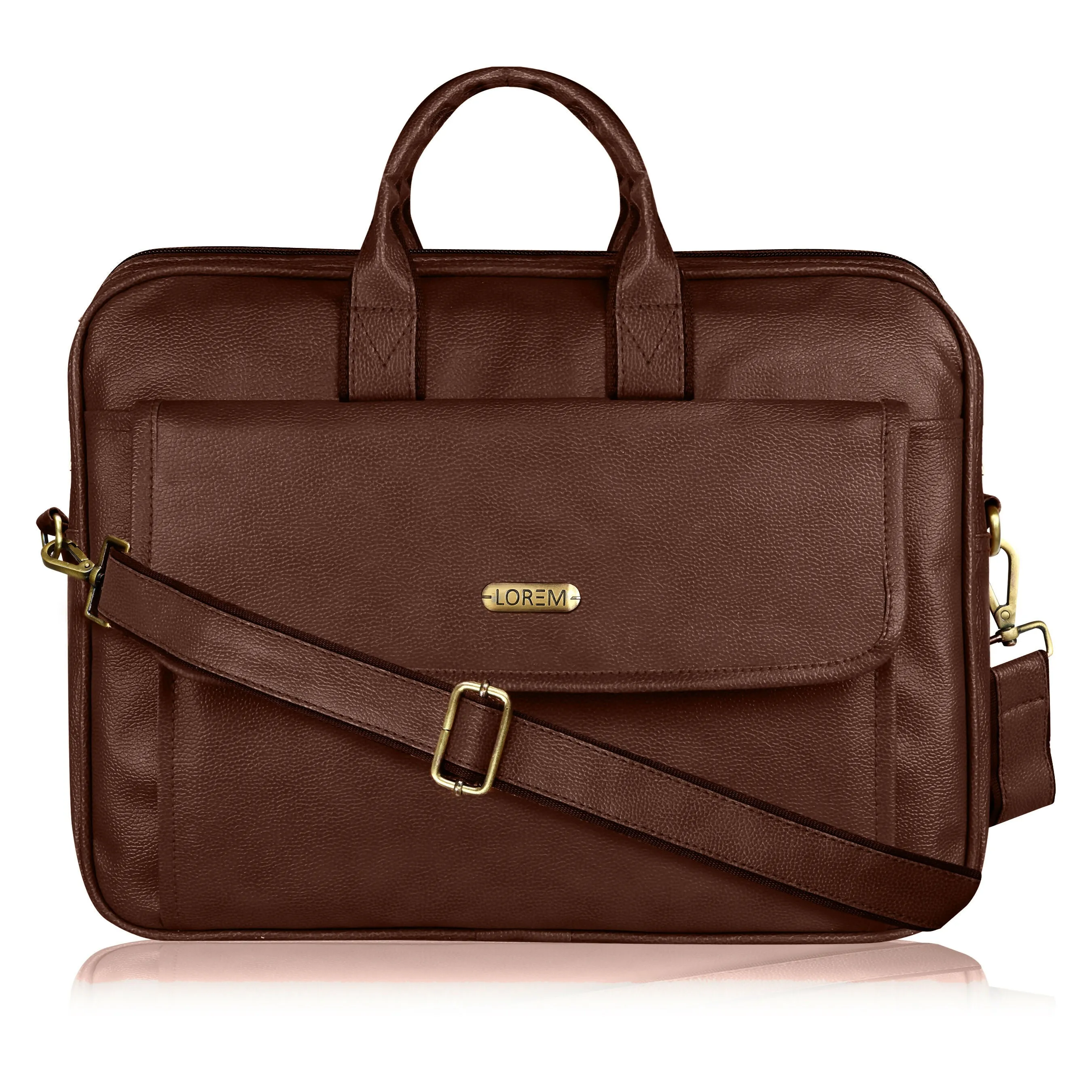 LOREM Faux Leather 9.44L Messenger Bag for Men – Fits Up to 15.6" Laptop – Ideal for Dell, HP, Lenovo, MacBook