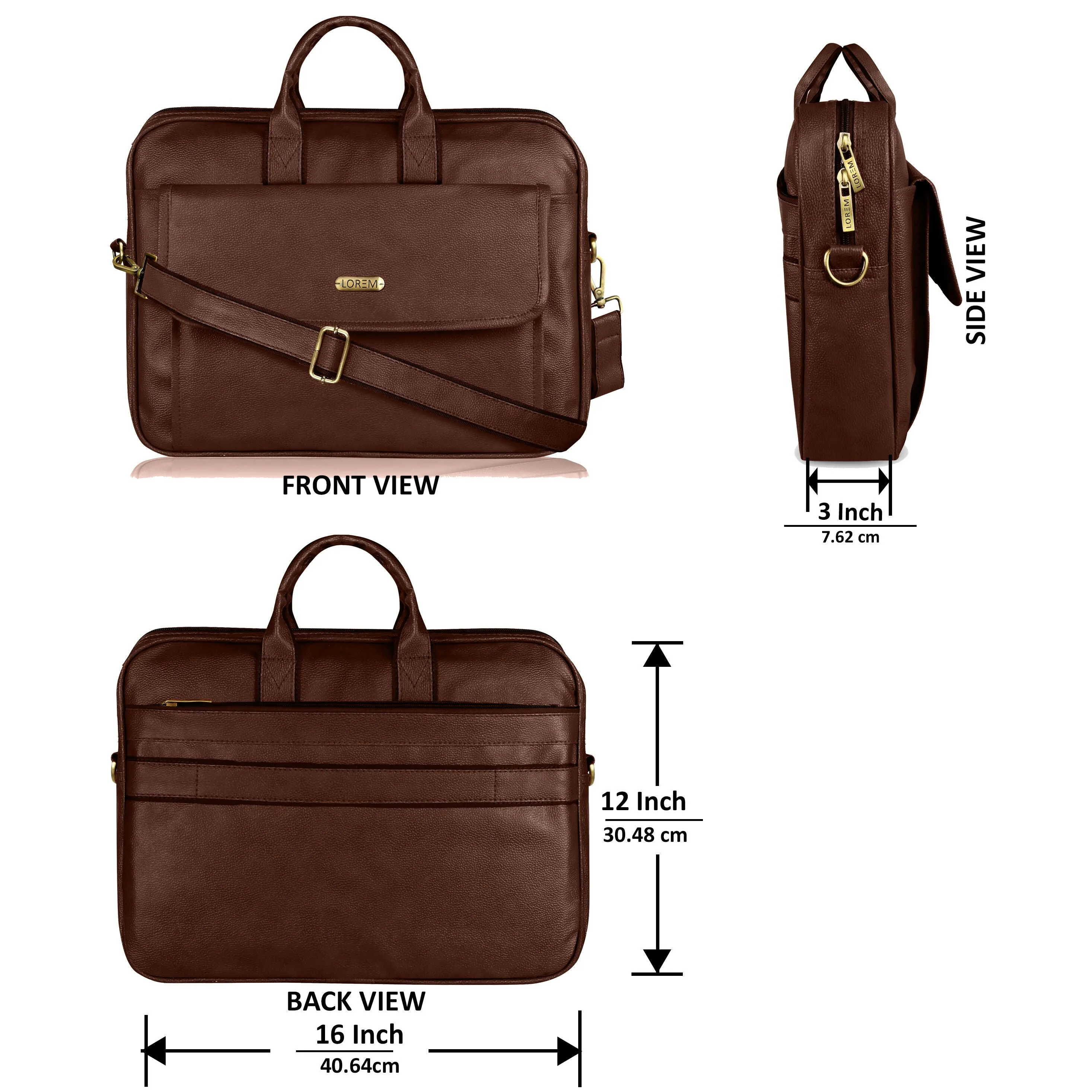 LOREM Faux Leather 9.44L Messenger Bag for Men – Fits Up to 15.6" Laptop – Ideal for Dell, HP, Lenovo, MacBook