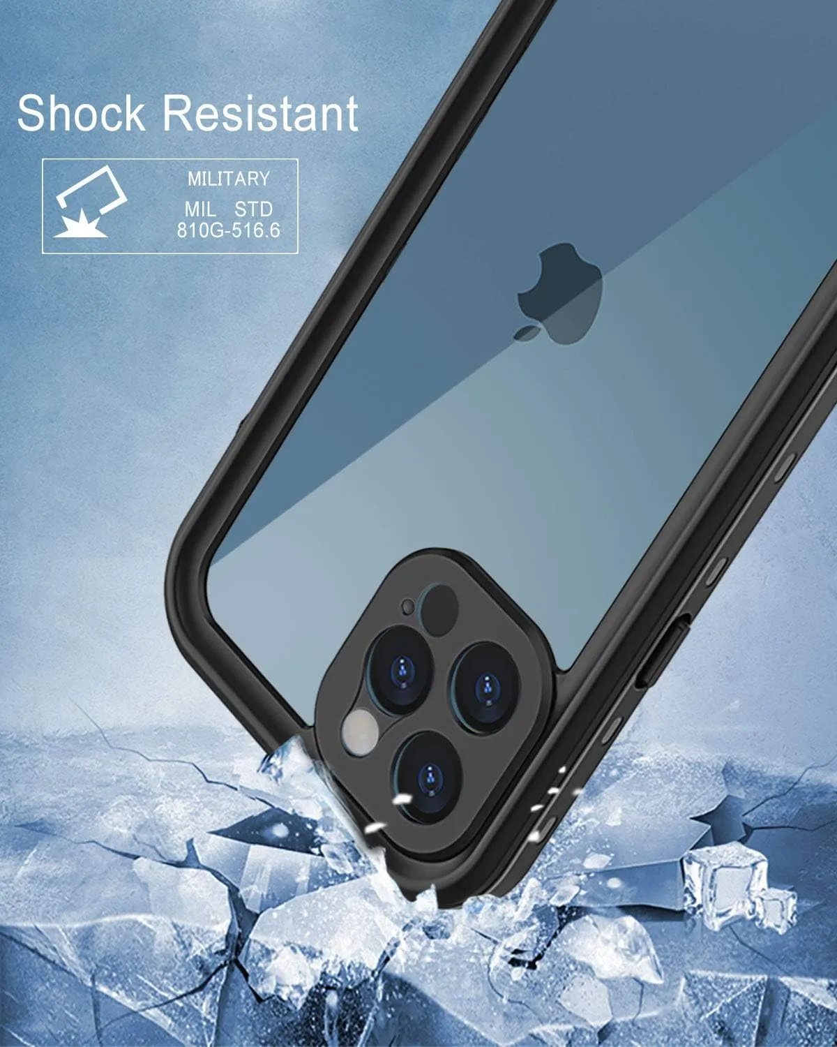 LOVE BEIDI Design for iPhone 12 Pro Waterproof Case, Full Body Shockproof Case with Screen Protector, Dust Proof Phone Cover for iPhone 12 Pro 6.1 Inch (Black)