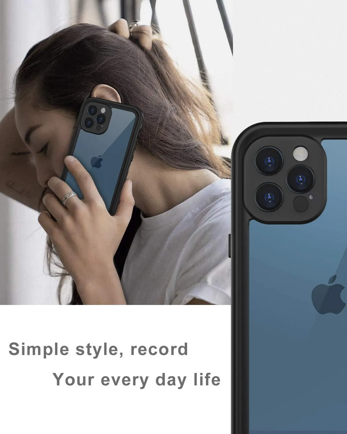 LOVE BEIDI Design for iPhone 12 Pro Waterproof Case, Full Body Shockproof Case with Screen Protector, Dust Proof Phone Cover for iPhone 12 Pro 6.1 Inch (Black)