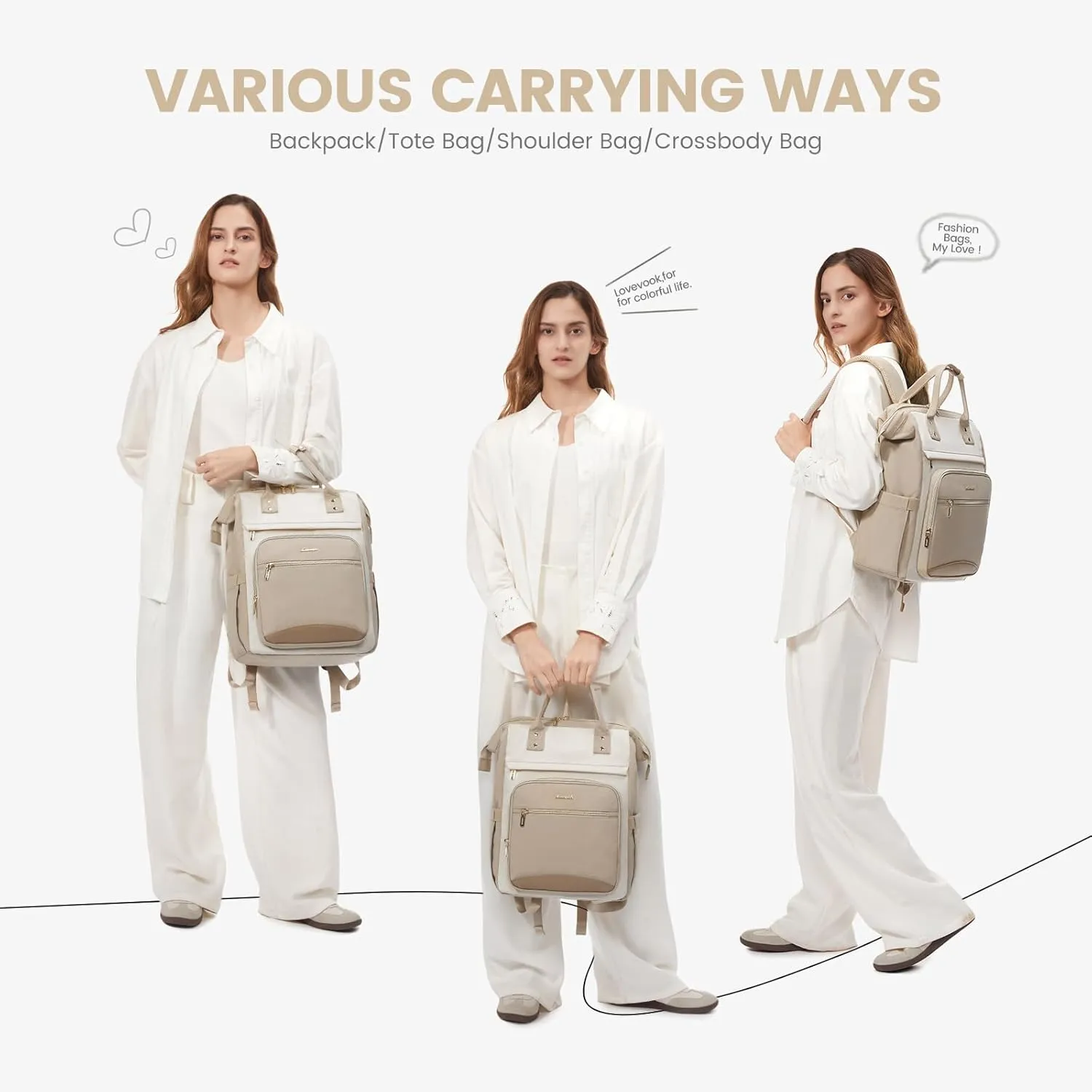 LOVEVOOK Laptop Backpack for Women, 15.6 Inch Work Bags for Women, Large Capacity Nurse Bags for Work, Teacher Backpack Women, Waterproof Business Computer Backpack