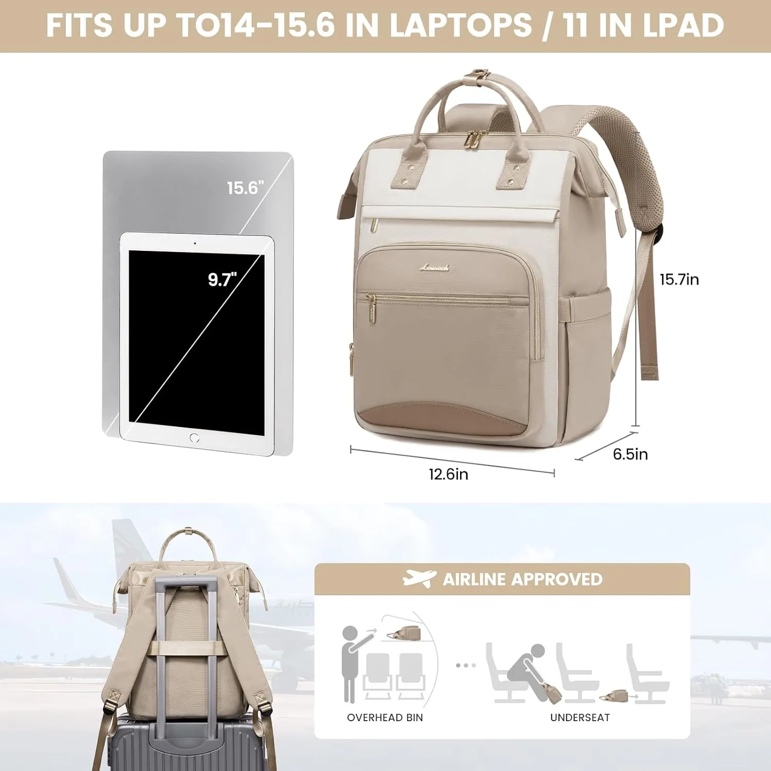 LOVEVOOK Laptop Backpack for Women, 15.6 Inch Work Bags for Women, Large Capacity Nurse Bags for Work, Teacher Backpack Women, Waterproof Business Computer Backpack