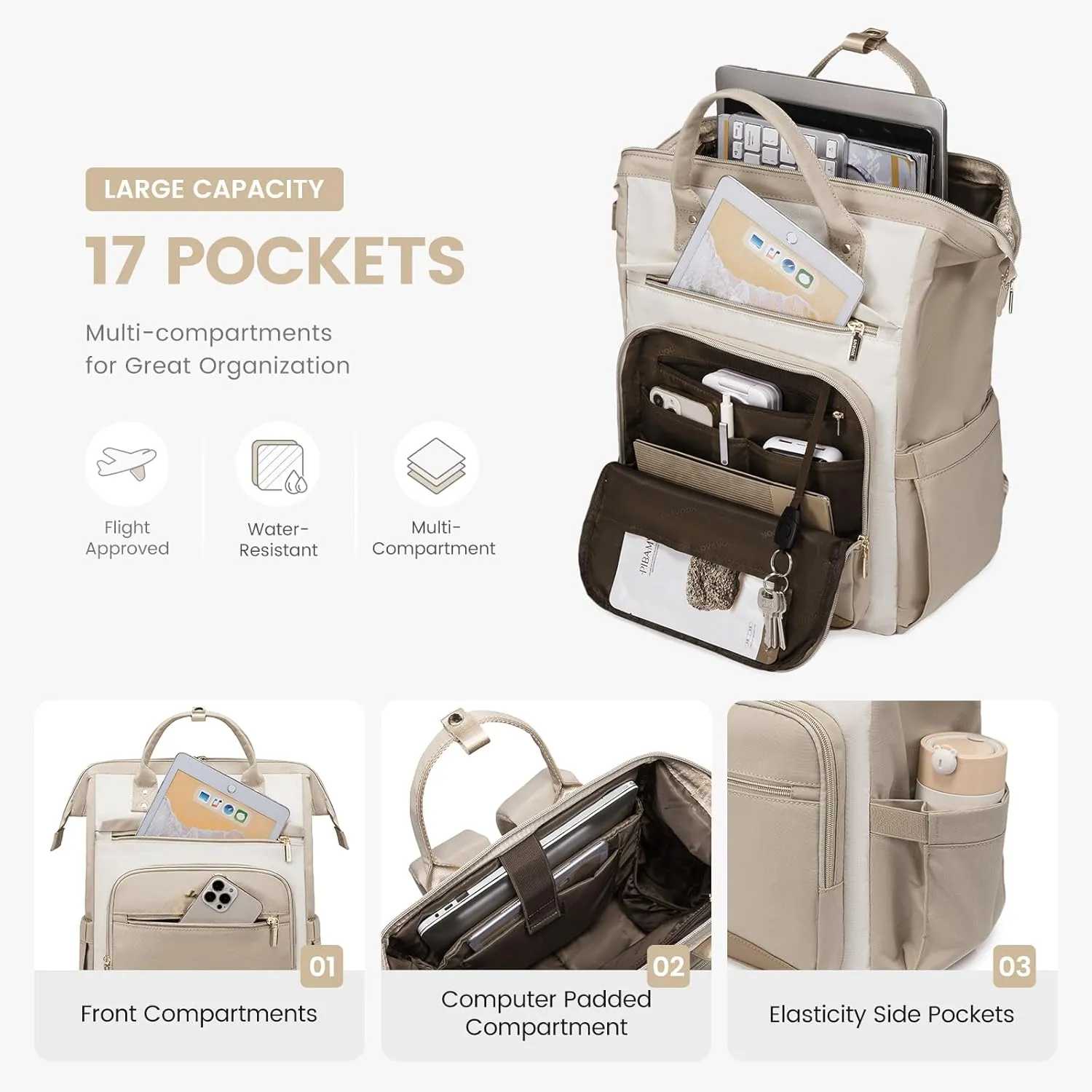 LOVEVOOK Laptop Backpack for Women, 15.6 Inch Work Bags for Women, Large Capacity Nurse Bags for Work, Teacher Backpack Women, Waterproof Business Computer Backpack