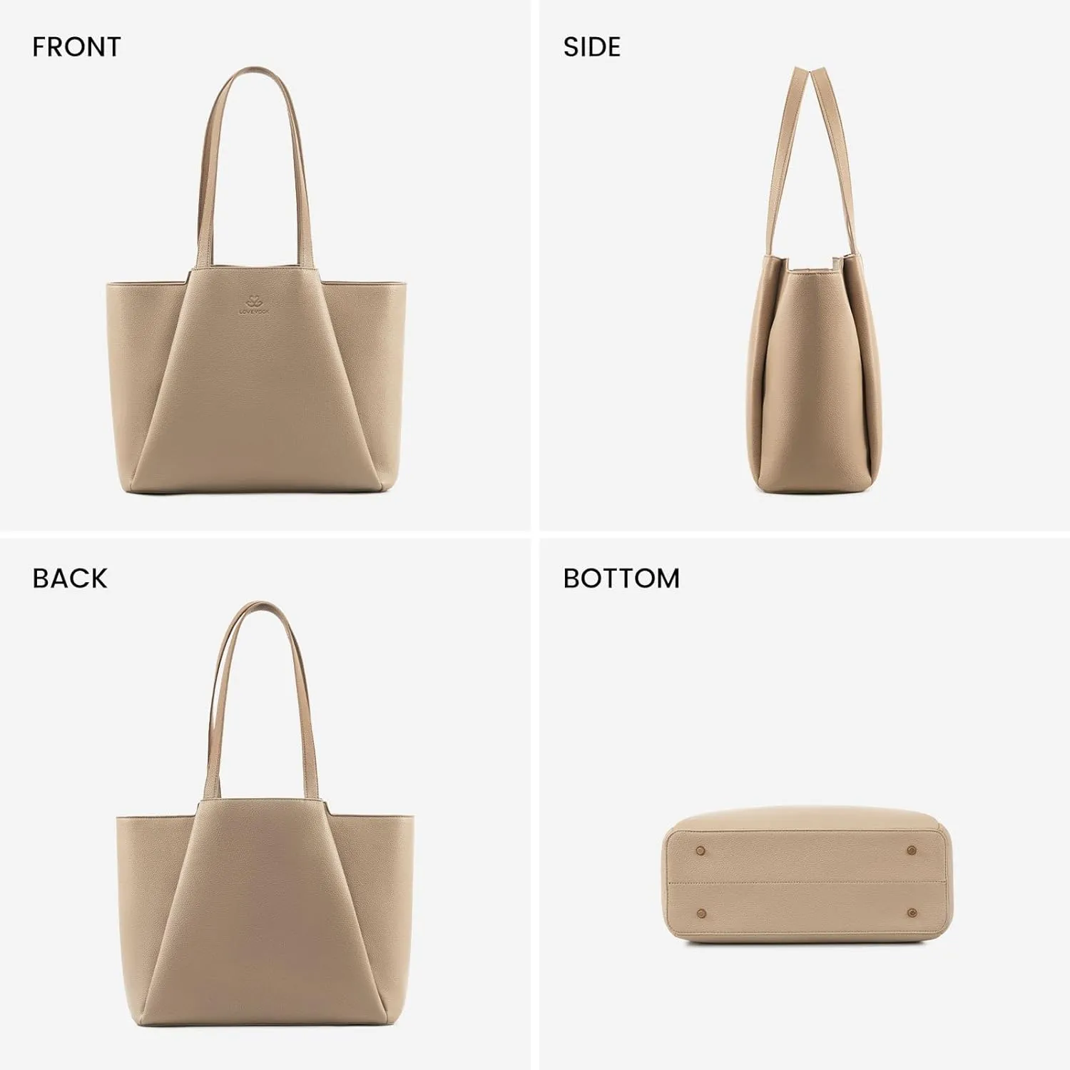 LOVEVOOK Laptop Tote Bag for Women 15.6 Inch Work Bag Leather Laptop Bag with Clutch, Large Capacity Office Purse Computer Briefcase Shoulder Bag for Casual Business Travel, Sandy