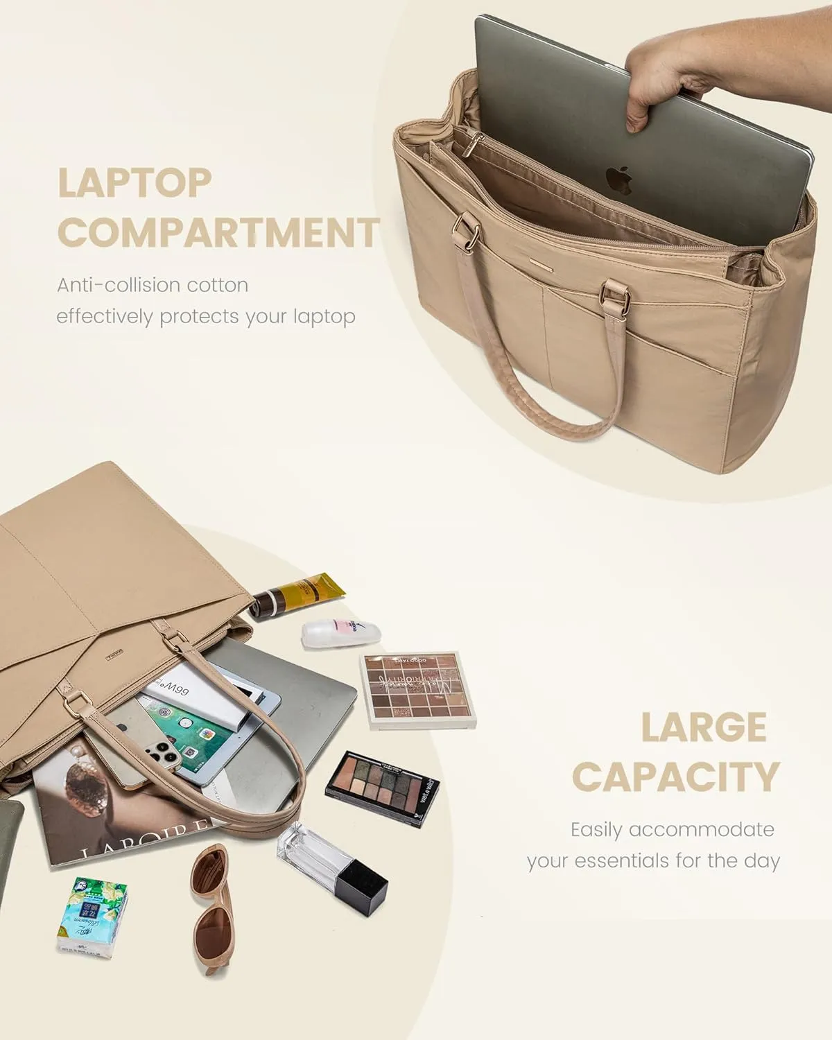 LOVEVOOK Laptop Tote Bag for Women Work, 17.3inch Work Teacher Tote Bag, Large Capacity Computer Briefcase Bags Shoulder Bag for Office Travel