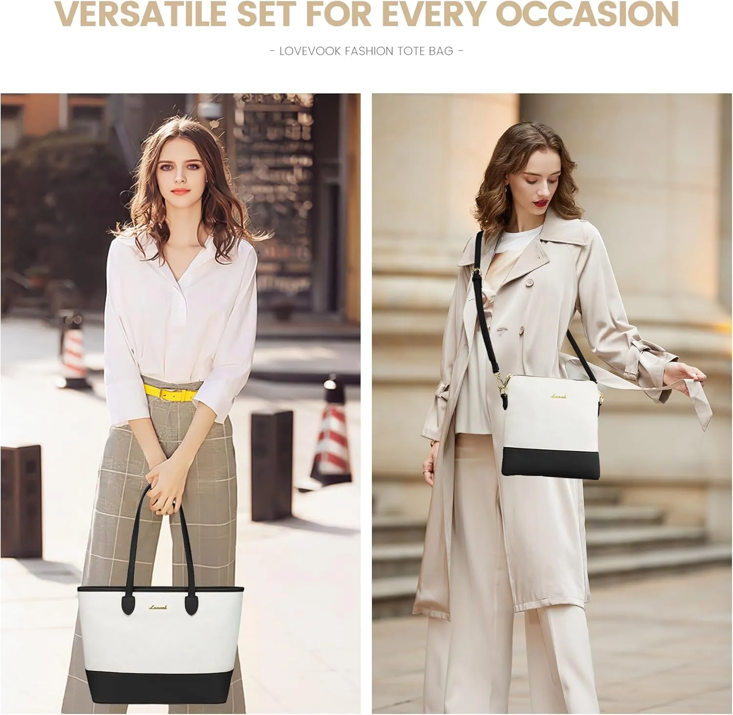 LOVEVOOK Purse and Wallet Set for Women Handbag 3Pcs Canvas Tote Satchel Purses Ladies Shoulder Bags
