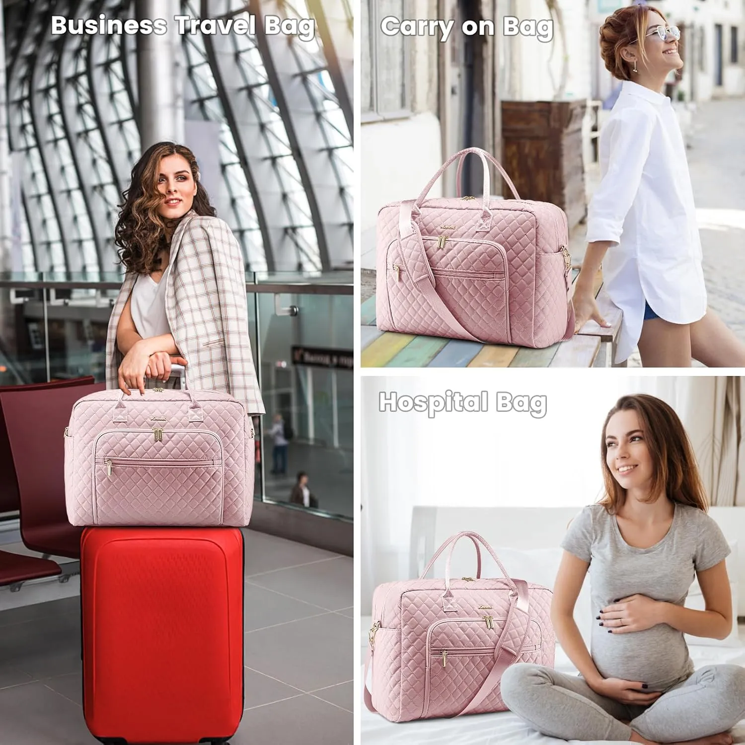 LOVEVOOK Travel Duffle Bag, Weekender Bag for Women with Toiletry Bag Carry on Overnight Bag with Laptop Compartment, Yoga Gym Bag with Wet Pocket Shoe Bag, Hospital Bag for Labor and Delivery