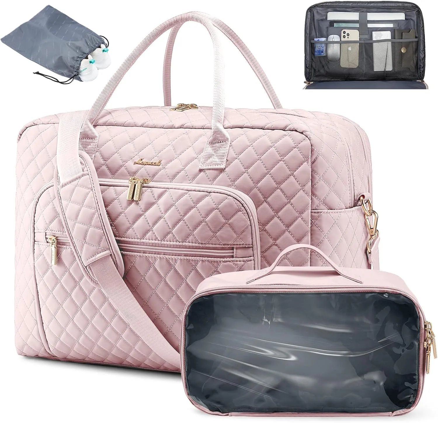 LOVEVOOK Travel Duffle Bag, Weekender Bag for Women with Toiletry Bag Carry on Overnight Bag with Laptop Compartment, Yoga Gym Bag with Wet Pocket Shoe Bag, Hospital Bag for Labor and Delivery