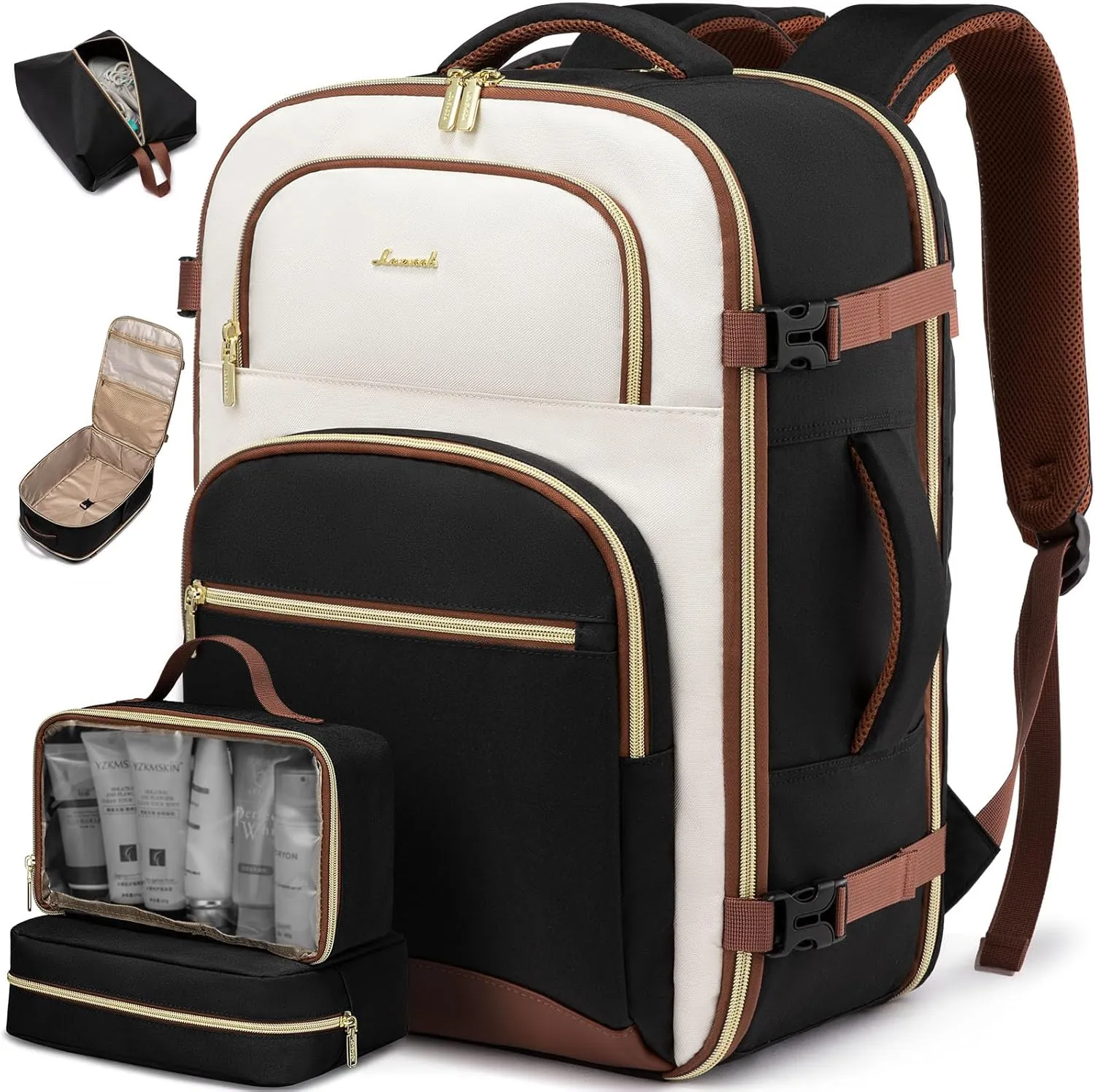 LOVEVOOK Travel Essentials Carry on Backpack 50L Travels Backpack for Women,Waterproof TSA Personal Item Travels Bag Airline Flight Approved,Large Carry on Luggage Laptop Backpack with Packing Cubes