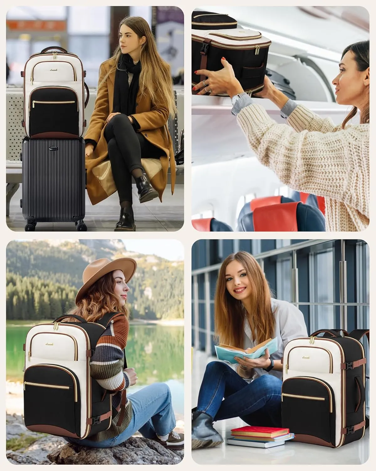LOVEVOOK Travel Essentials Carry on Backpack 50L Travels Backpack for Women,Waterproof TSA Personal Item Travels Bag Airline Flight Approved,Large Carry on Luggage Laptop Backpack with Packing Cubes