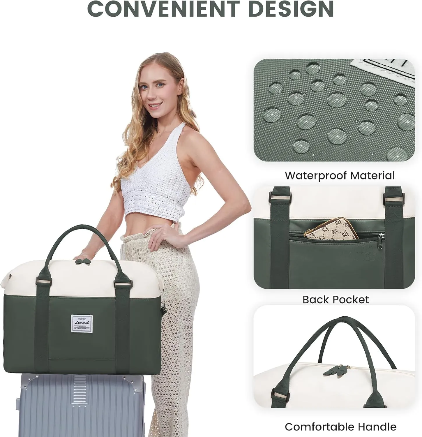 LOVEVOOK Weekender Bag for Women Cute Travel Tote Bag Gym Duffel Bag with Toiletry Bag Carry On Bag Overnight Hospital Bag