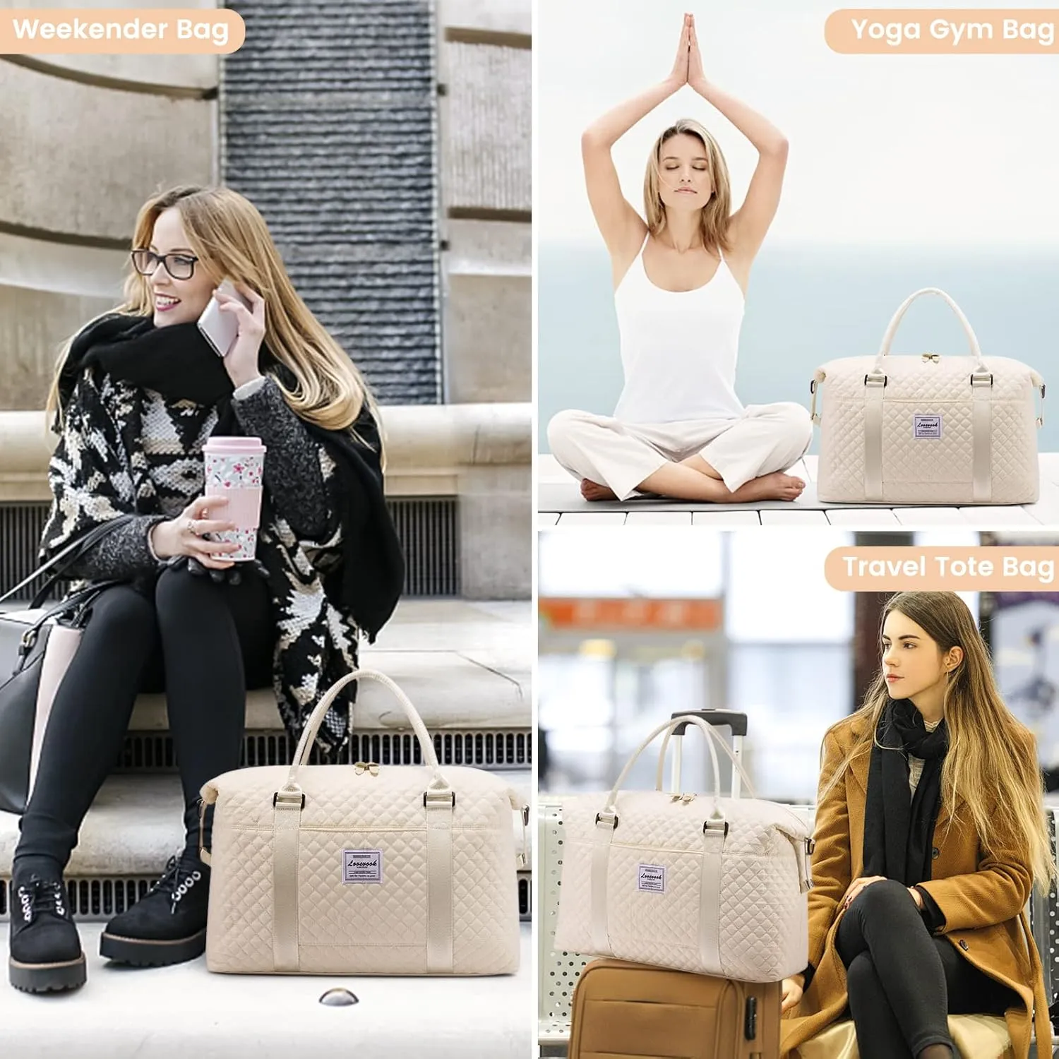 LOVEVOOK Weekender Bag for Women Cute Travel Tote Bag Gym Duffel Bag with Toiletry Bag Carry On Bag Overnight Hospital Bag