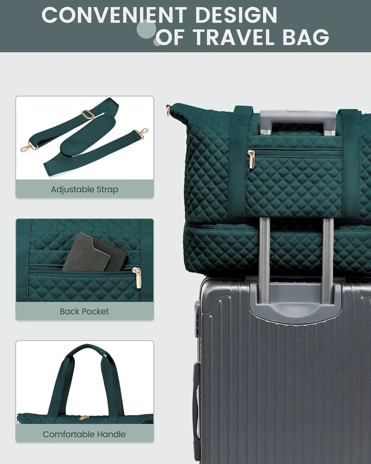 LOVEVOOK Weekender Bags for Women, Travel Duffle Bag with Shoe Compartment, Gym Duffel Bag with Makeup Bag Carry-on Tote Bag for Airplanes Weekend, Hospital Bags for Labor and Delivery