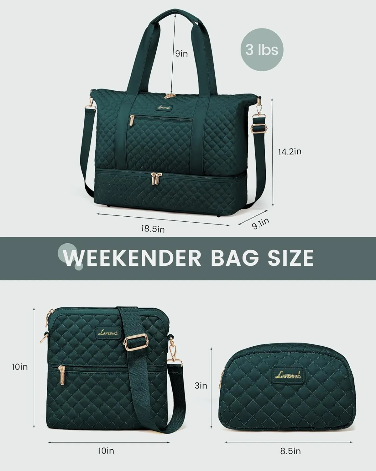 LOVEVOOK Weekender Bags for Women, Travel Duffle Bag with Shoe Compartment, Gym Duffel Bag with Makeup Bag Carry-on Tote Bag for Airplanes Weekend, Hospital Bags for Labor and Delivery
