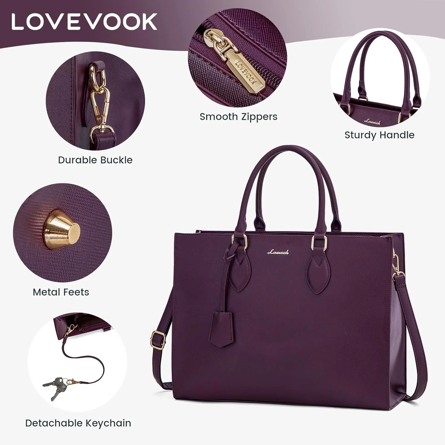 LOVEVOOK Women's 15.6 Inch Laptop Tote Briefcase Business Office Bag