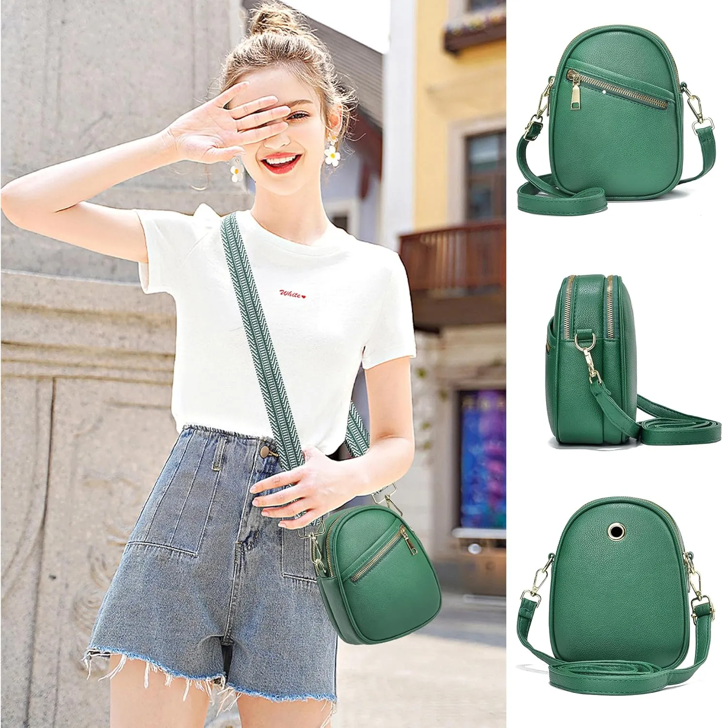 LoZoDo Small Crossbody Bags for Women Trendy Leather Purses and Handbags Designer Cell Phone Bag Wallet Purse with Wide Strap