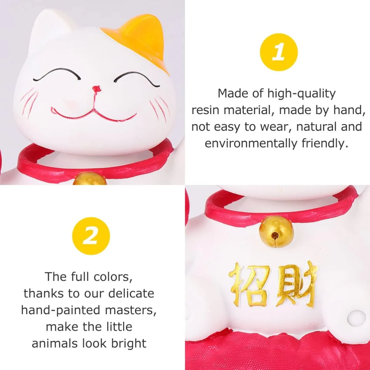 Lucky Cat Statue Home Decor Mini Lucky Cat Bobblehead Figurine Shaking Head Nodding Cat for Car Dashboard Beckoning Cat Figure Good Luck Wealth Welcoming Cats Japanese Decor