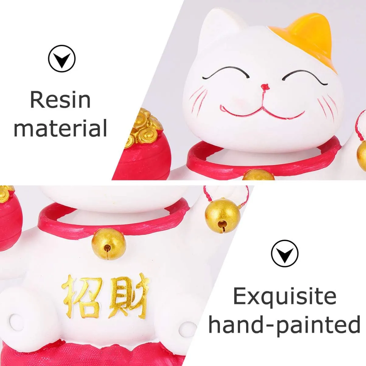 Lucky Cat Statue Home Decor Mini Lucky Cat Bobblehead Figurine Shaking Head Nodding Cat for Car Dashboard Beckoning Cat Figure Good Luck Wealth Welcoming Cats Japanese Decor